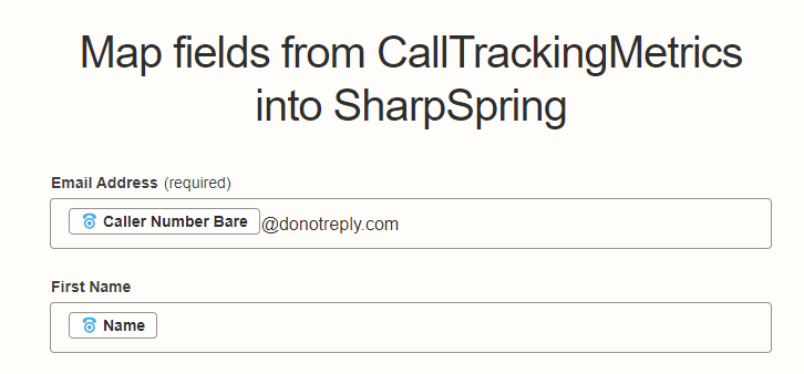 Field Mapping for sharpspring