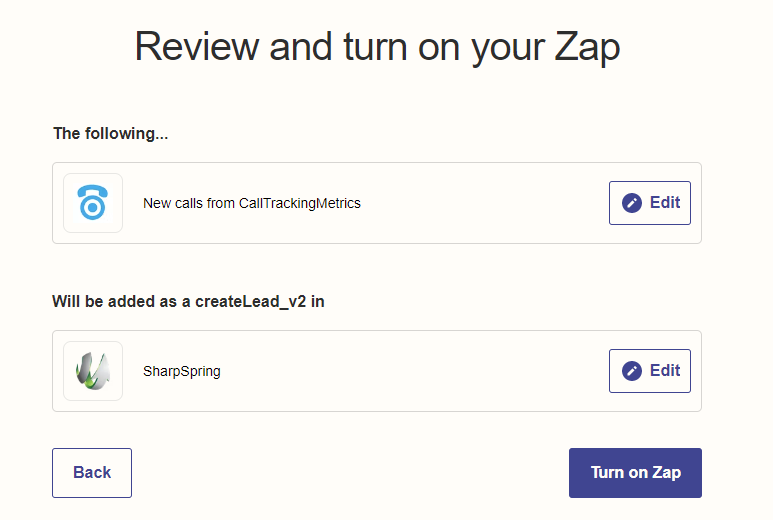 review and turn on zapier integration